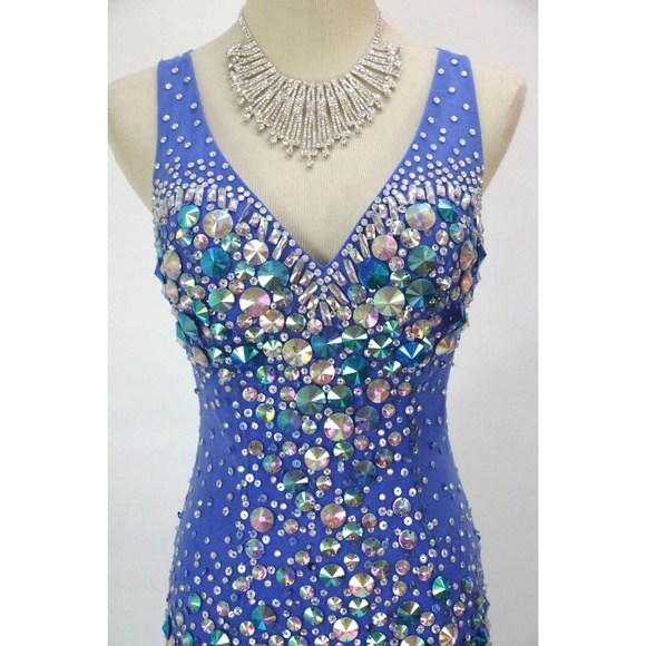 NWT Jovani Authentic Royal Beaded Halter Open-Back - Picture 8 of 8